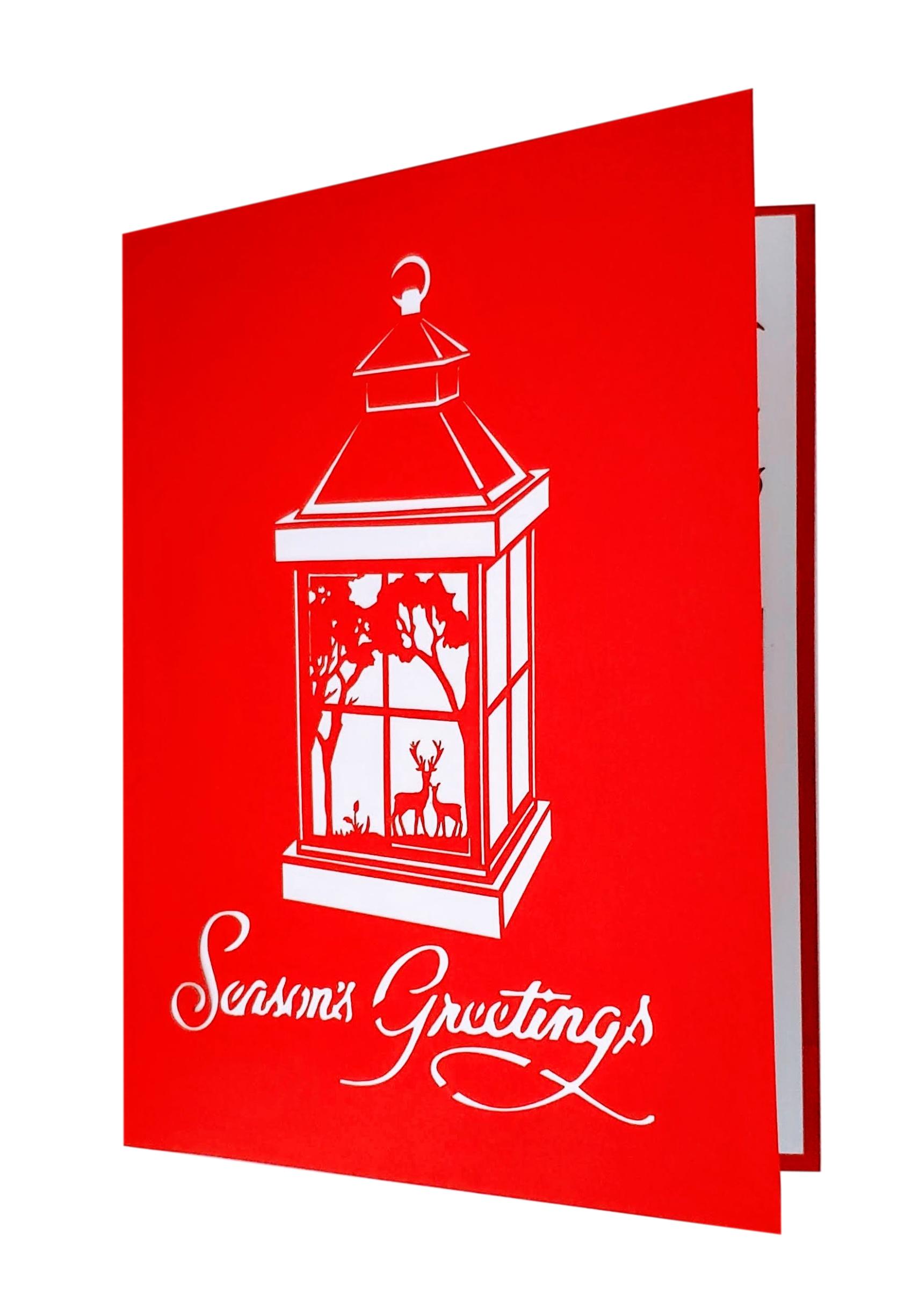 Season’s Greetings Lantern 3D Pop Up Greeting Card - Christmas - Season's Greetings - iGifts And Cards