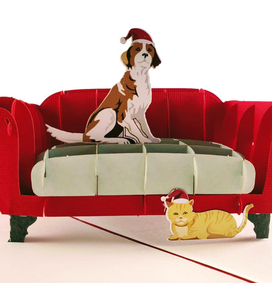 Christmas Dog and Cat 3D Pop Up Greeting Card - cat and dog christmas cards - cat christmas cards 20 - iGifts And Cards