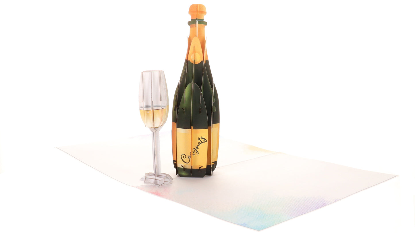 Congratulations Champagne 3D Pop Up Greeting Card - Anniversary - Baby Shower - Birthday - Chinese N - iGifts And Cards