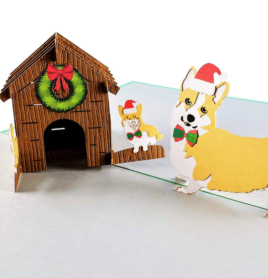 Corgi Family Christmas 3D Pop Up Greeting Card - Christmas - iGifts And Cards