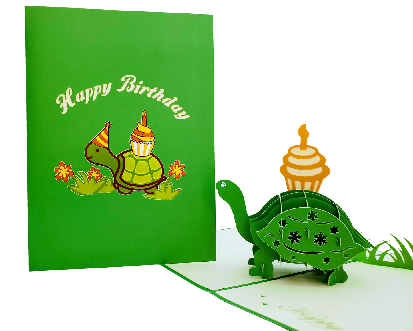 Turtle With Cupcake Birthday 3D Pop Up Greeting Card - Birthday - Fun - iGifts And Cards