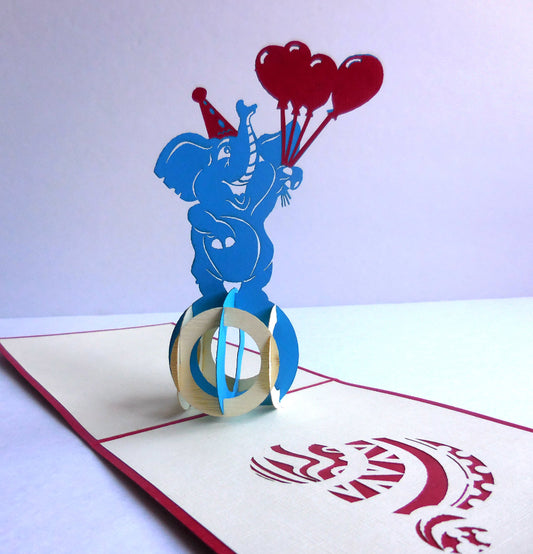 Elephant Balloons 3D Pop Up Greeting Card - Baby Shower - Birthday - Just Because - iGifts And Cards
