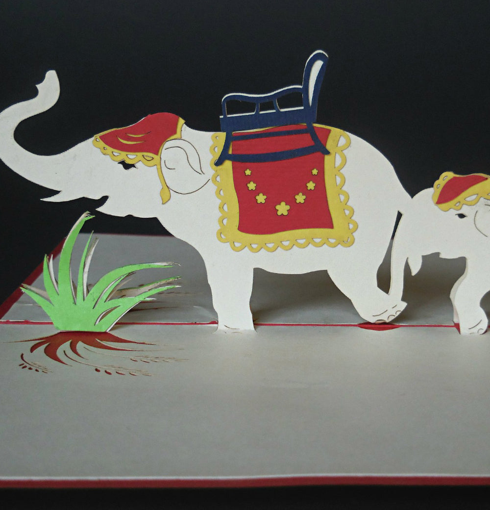 Fancy Elephants 3D Pop Up Greeting Card - Animal - Animals - Baby Shower - Father's Day - Fun - Get - iGifts And Cards