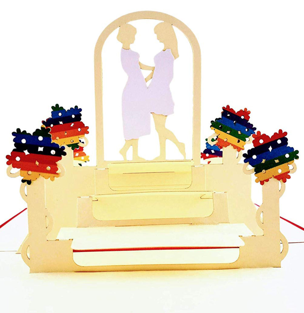 Lesbian Couple Celebration 3D Pop Up Greeting Card - Engagement - LGBT - LGBTQ - Love - Special Days - iGifts And Cards