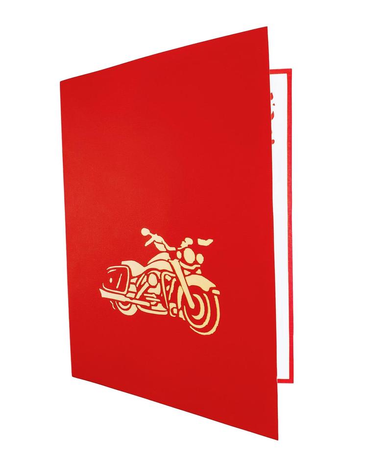 Fancy Red Motorcycle 3D Pop Up Greeting Card - Birthday - Congratulations - Father's Day - Fun - iGifts And Cards