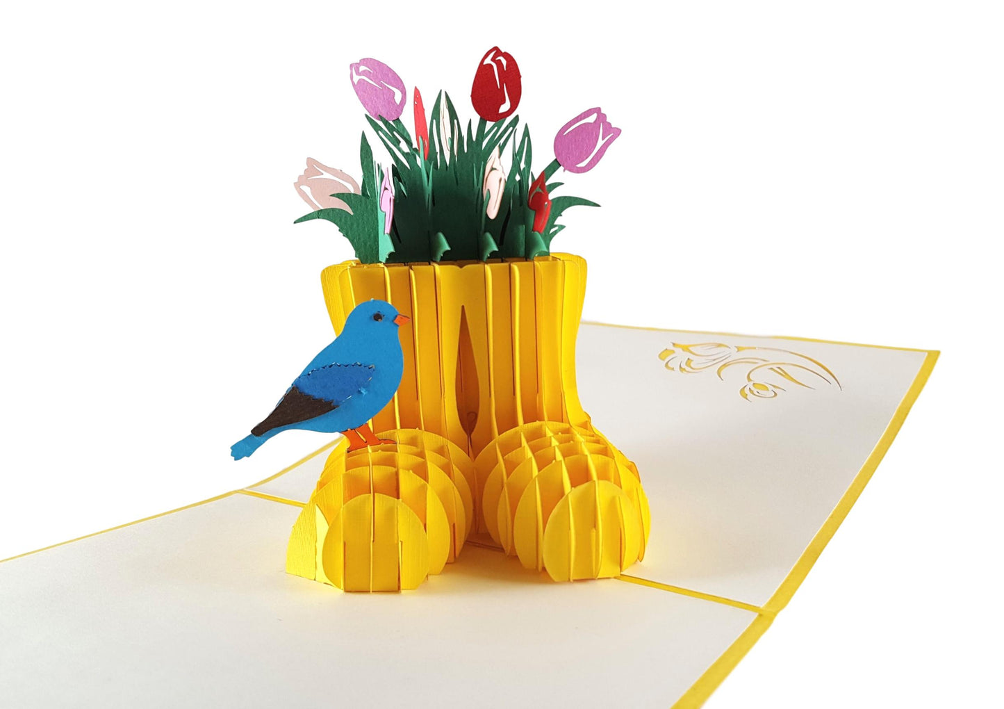 Rain Boot Flower Arrangement 3D Pop Up Greeting Card - Admin Assistant Day - Birthday - Congratulati - iGifts And Cards