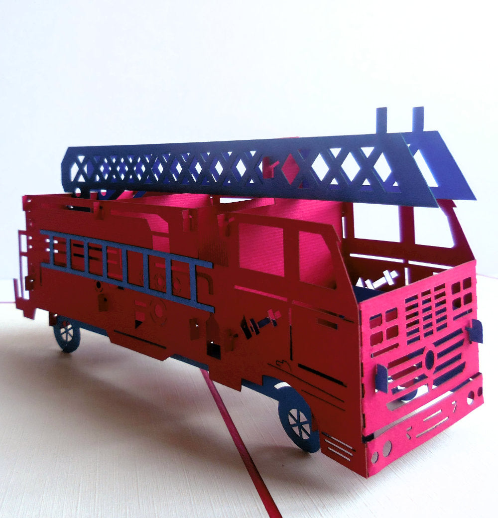 Fire Truck 3D Pop Up Greeting Card - Birthday - Father's Day - Fun - Iconic - Just Because - iGifts And Cards