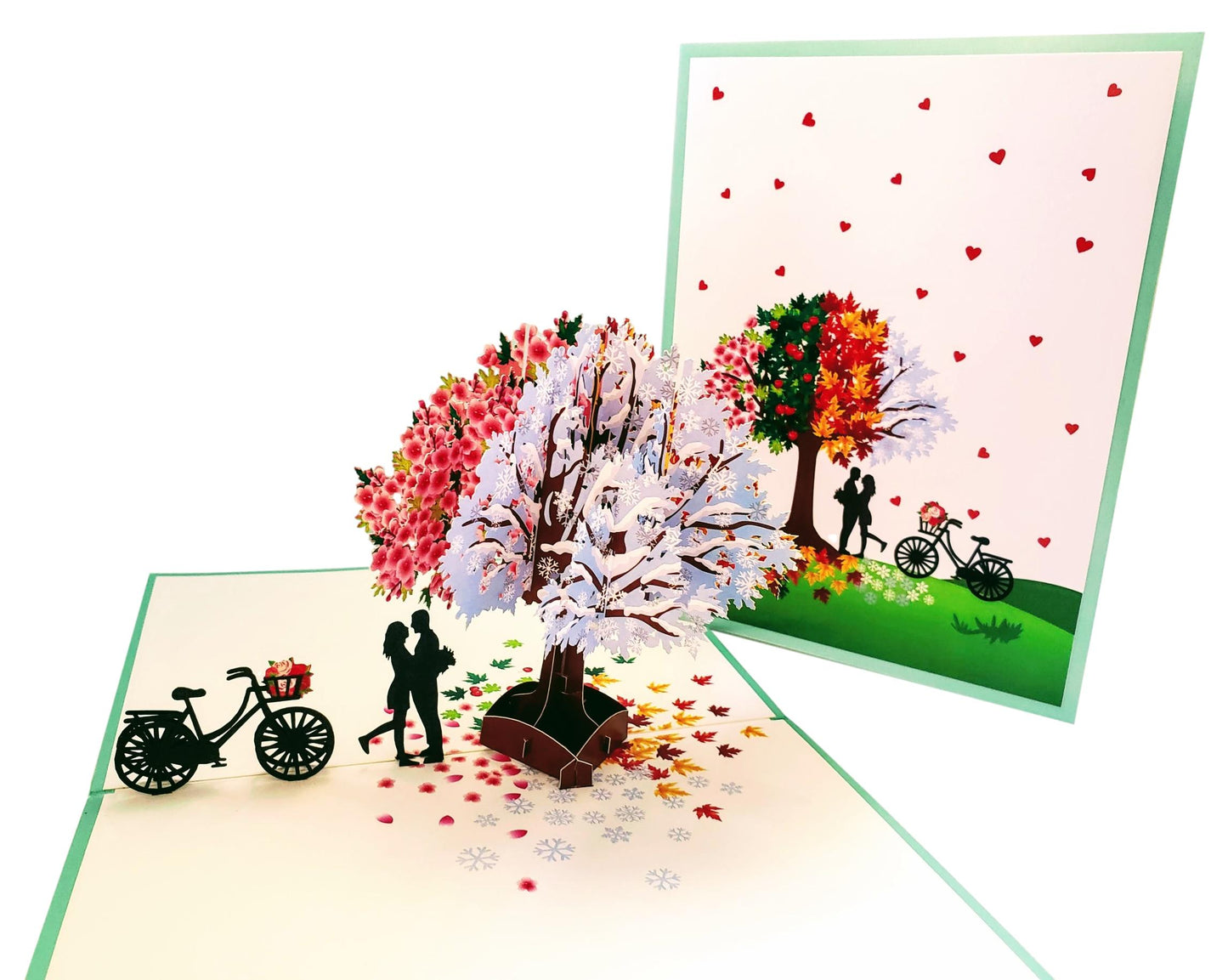 Four Seasons Tree of Love 3D Pop Up Greeting Card - Anniversary - Celebration - Engagement - Fun - J - iGifts And Cards