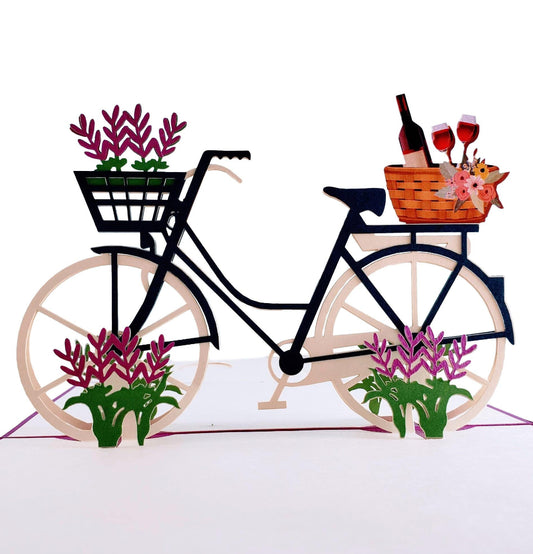 Fun Bike and Fine Wine 3D Pop Up Greeting Card - 99 shipping July 2020 - Bike - Flower - Fun - spous - iGifts And Cards