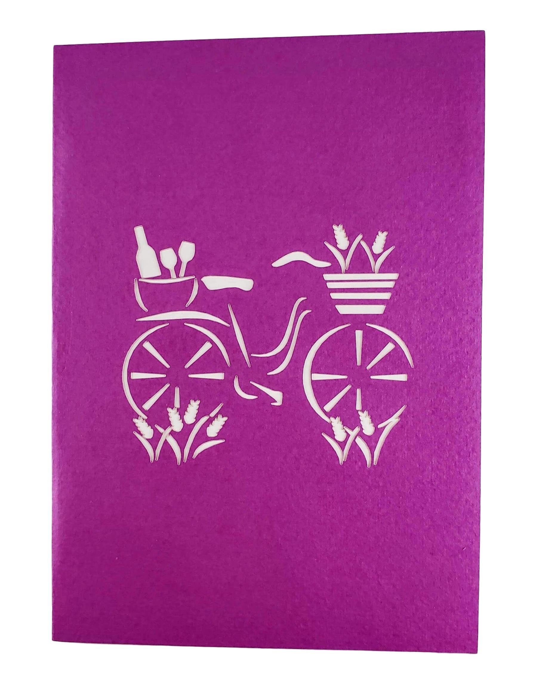 Fun Bike and Fine Wine 3D Pop Up Greeting Card - 99 shipping July 2020 - Bike - Flower - Fun - spous - iGifts And Cards
