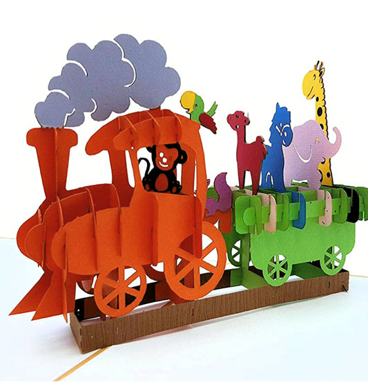 Fun Train 3D Pop Up Greeting Card - Baby Shower - best deal - Birthday - Fun - Just Because - iGifts And Cards