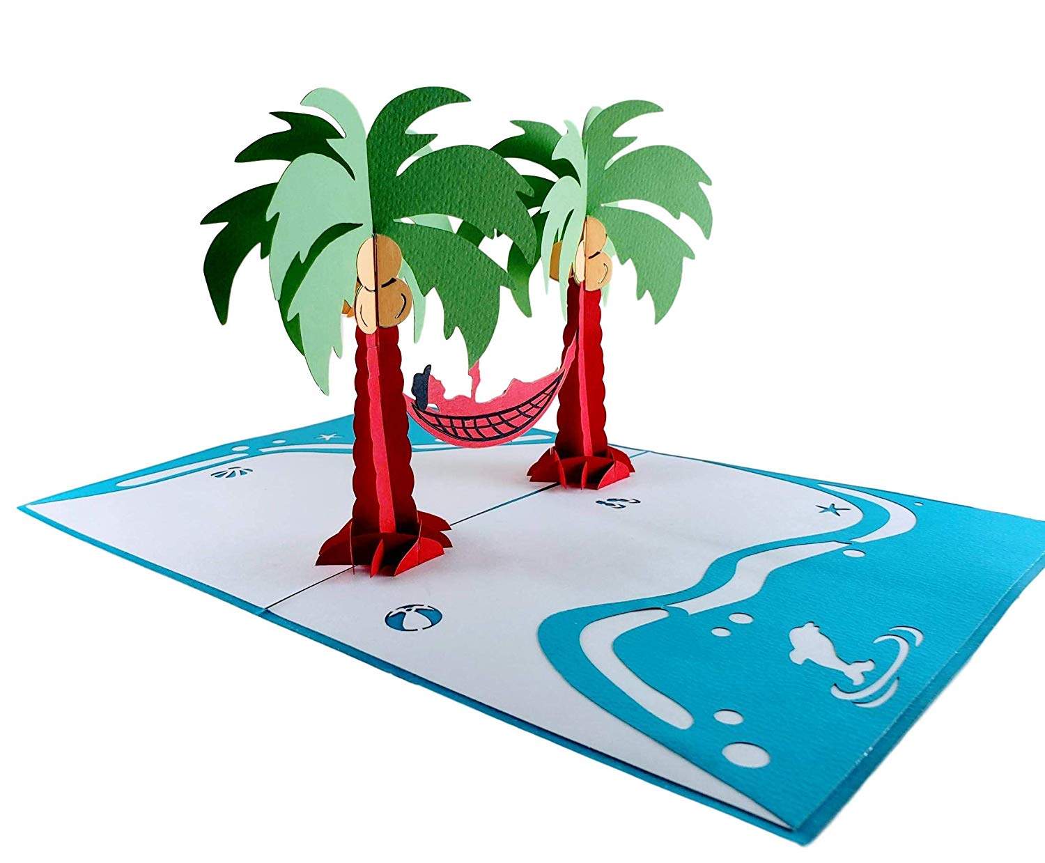 Funny Man Relaxes on Beach 3D Pop Up Greeting Card - Birthday - Fun - Graduation - Just Because - Sp - iGifts And Cards