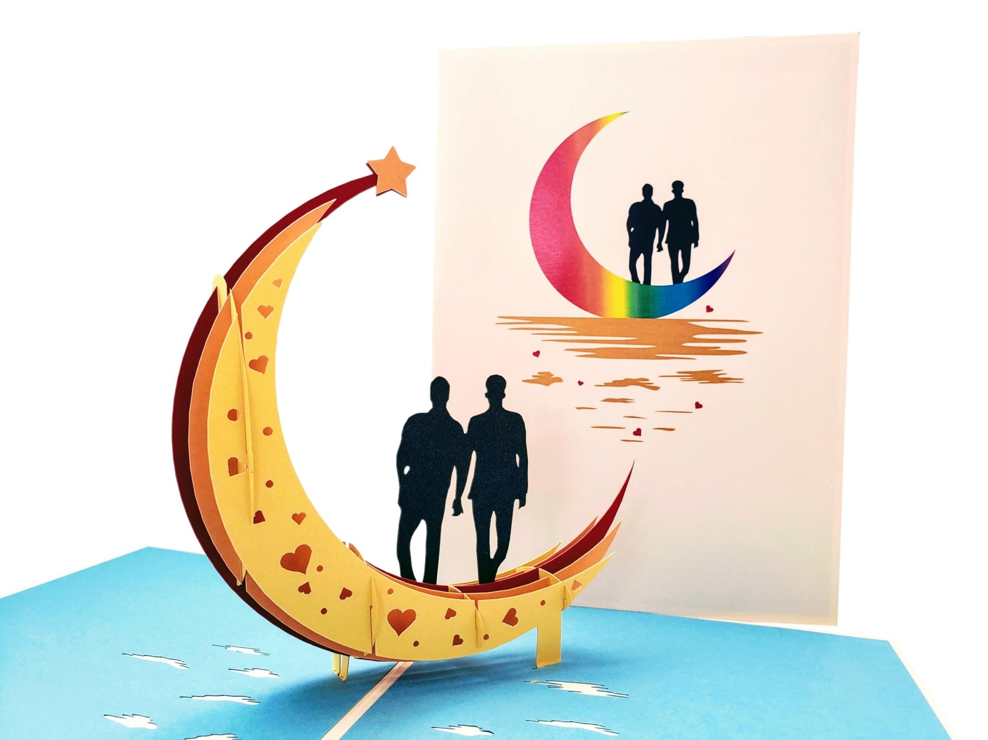 Love You To The Moon And Back Gay Couple 3D Pop Up Greeting Card - Fun - LGBT - LGBTQ - Love - Speci - iGifts And Cards