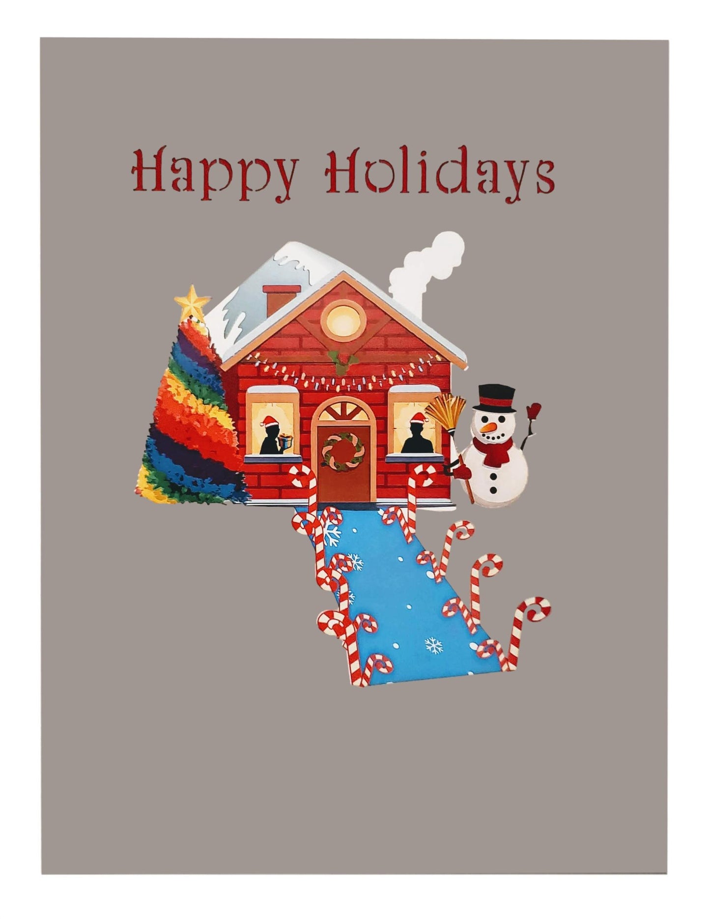 Gay Snow House Happy Holidays 3D Pop Up Greeting Card - Christmas - Fun - Just Because - iGifts And Cards