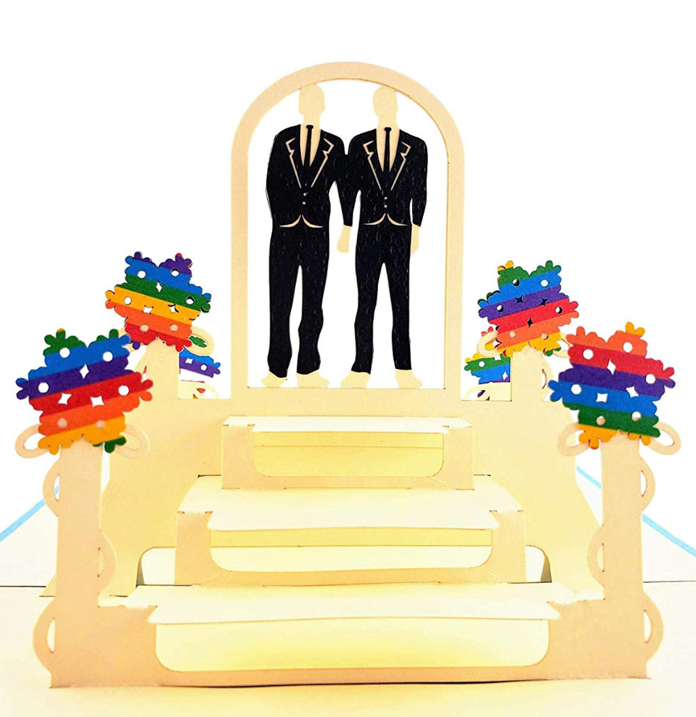 Gay Couple Celebration 3D Pop Up Greeting Card - LGBT - LGBTQ - Love - Special Days - iGifts And Cards