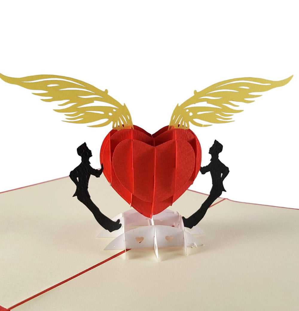 Gay Heart 3D Pop Up Greeting Card - Engagement - LGBT - LGBTQ - Valentine's Day - Wedding - iGifts And Cards