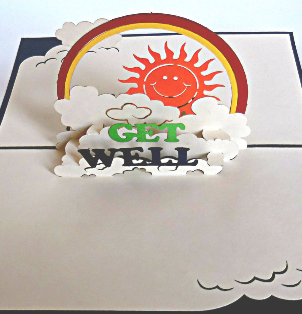 Get Well (Blue) 3D Pop Up Greeting Card - Get Well - iGifts And Cards
