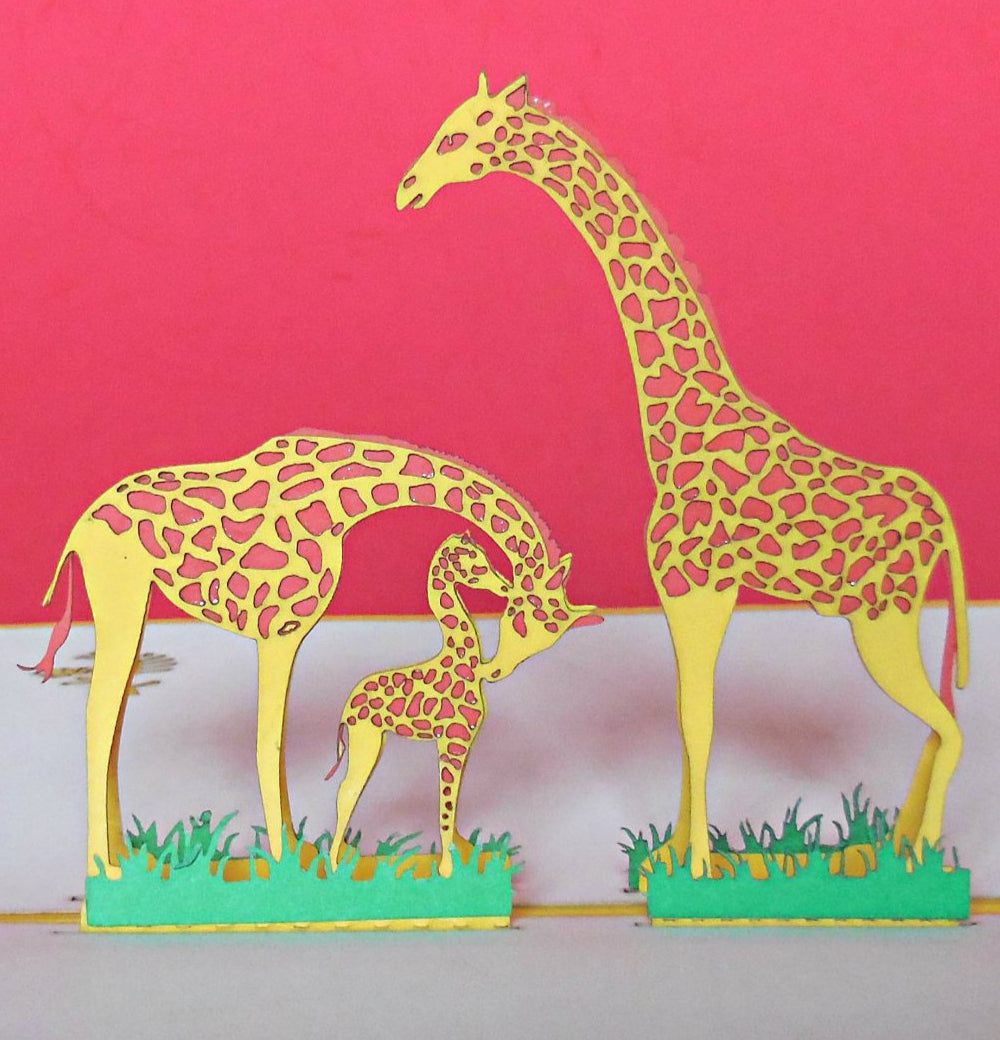 Giraffes 3D Pop Up Greeting Card - Baby Shower - Family - Fun - Get Well - Good Luck - Special Days - iGifts And Cards