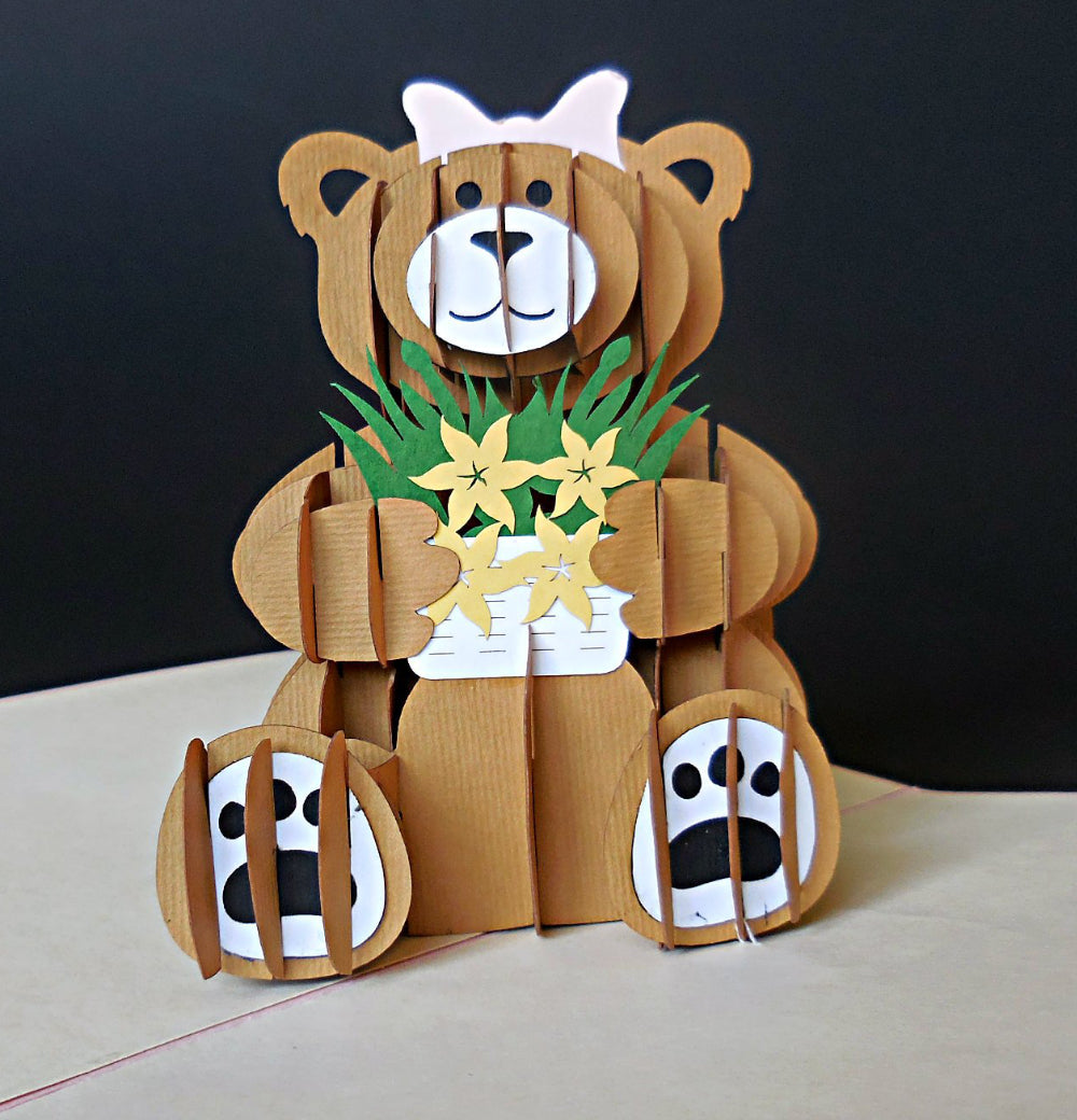 Girl Bear 3D Pop Up Greeting Card - Baby Shower - Birthday - Fun - Just Because - Special Days - iGifts And Cards