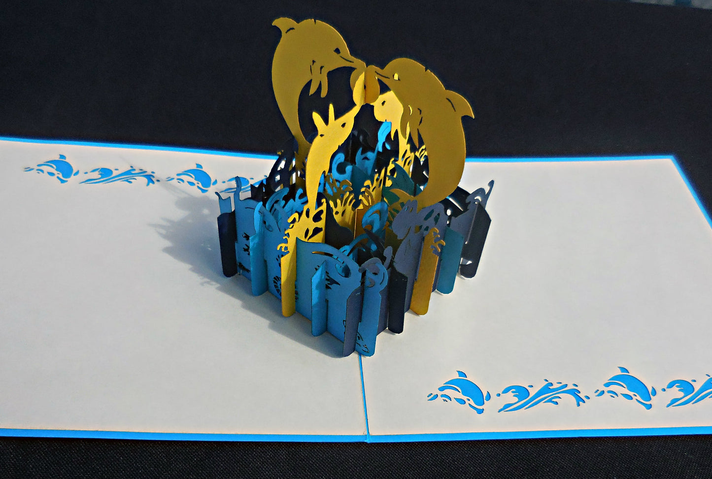 Golden Dolphins 3D Pop Up Greeting Card - Family - Good Luck - Just Because - Love - Mother's Day - iGifts And Cards