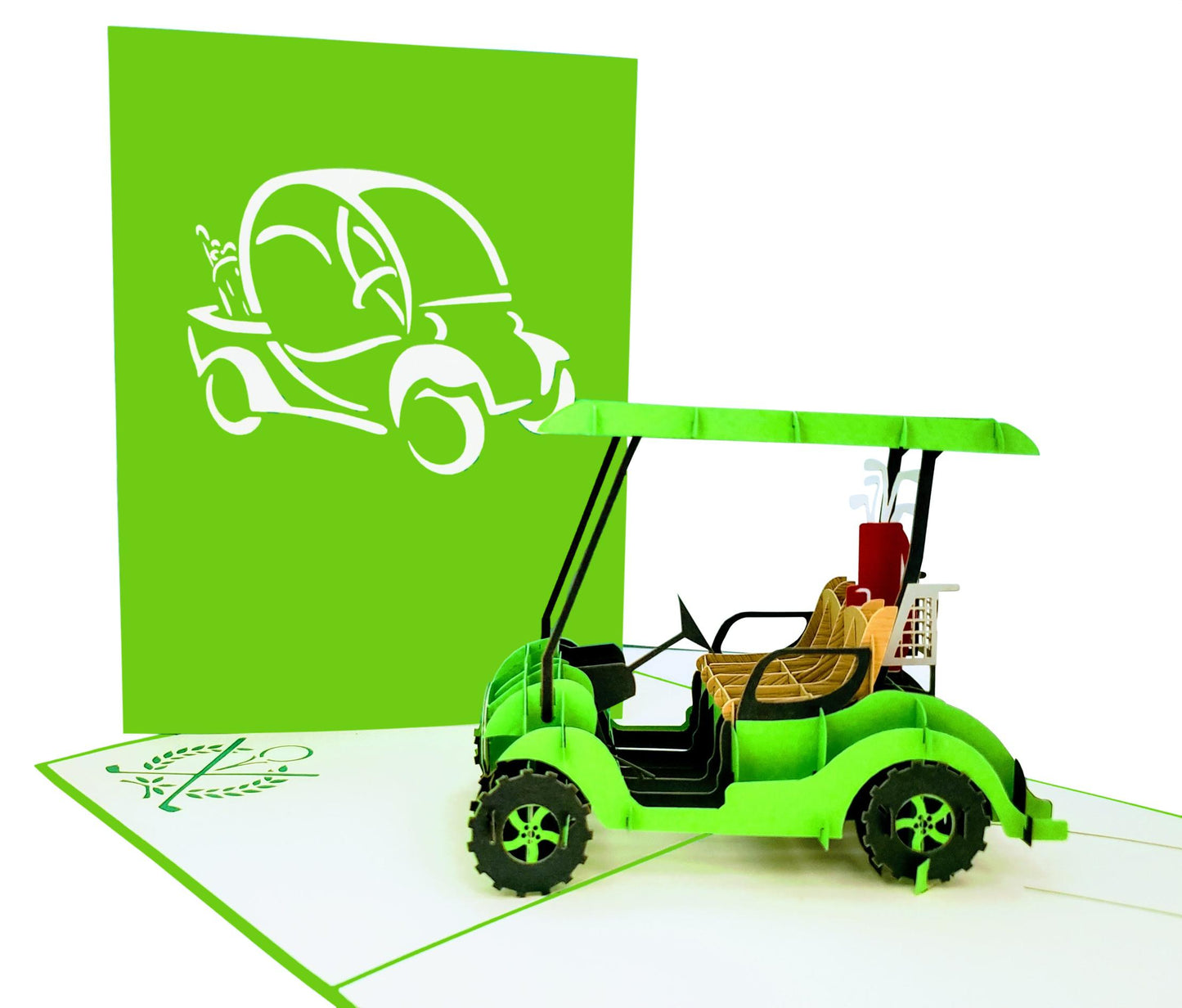 Green Golf Cart 3D Pop Up Greeting Card - Fun - Green - Just Because - Special Days - iGifts And Cards