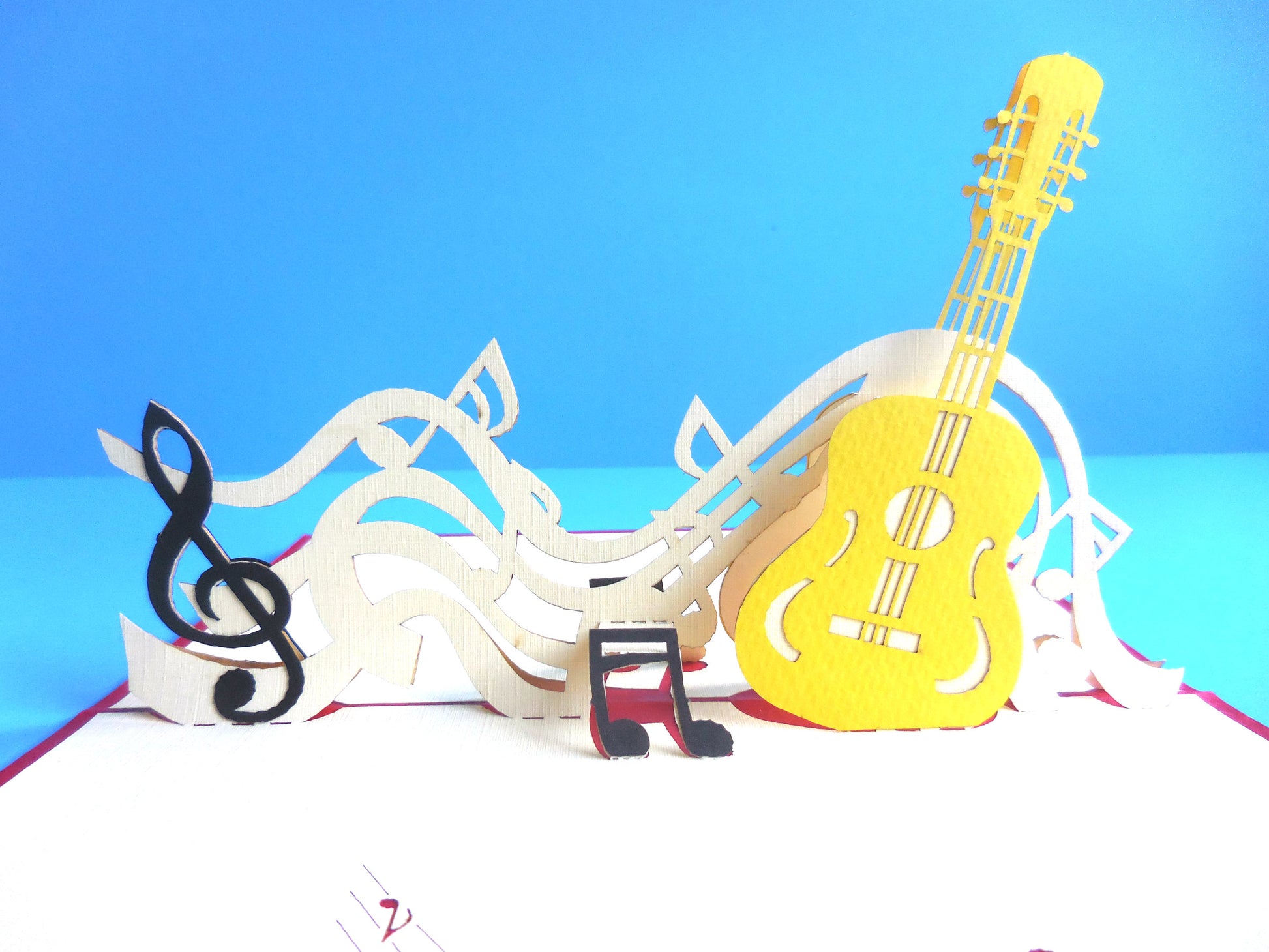 Guitar 3D Pop Up Greeting Card - Friendship - Fun - Just Because - Kids - Love - Music - Thank You - iGifts And Cards