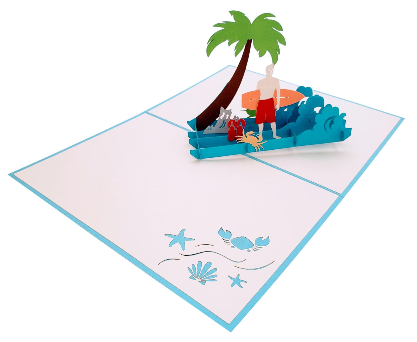 Boy Surfing 3D Pop Up Greeting Card - Bon Voyage - Fitness - Fun - Just Because - Sports - Summer - iGifts And Cards