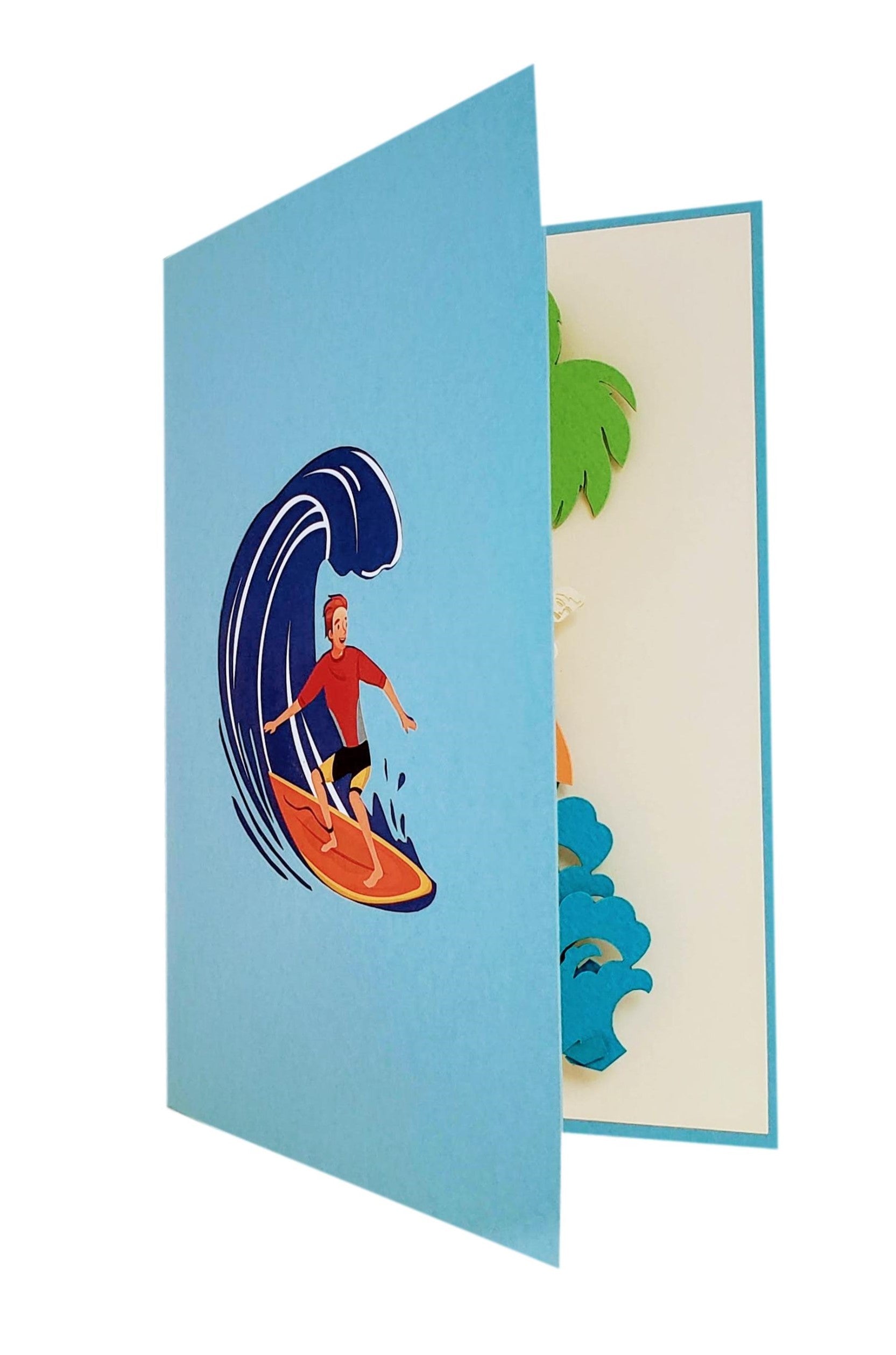 Boy Surfing 3D Pop Up Greeting Card - Bon Voyage - Fitness - Fun - Just Because - Sports - Summer - iGifts And Cards