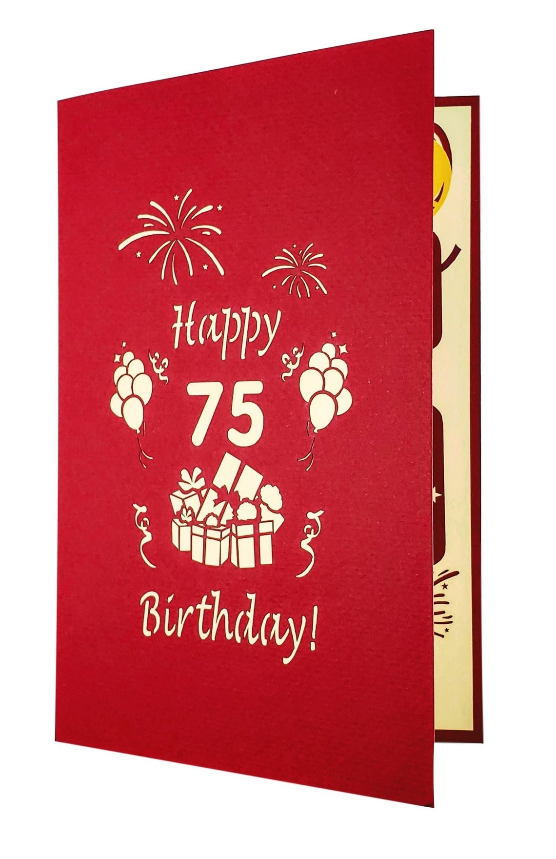 Happy 75th Birthday With Lots of Presents 3D Pop Up Greeting Card - Age - best deal - Birthday - iGifts And Cards