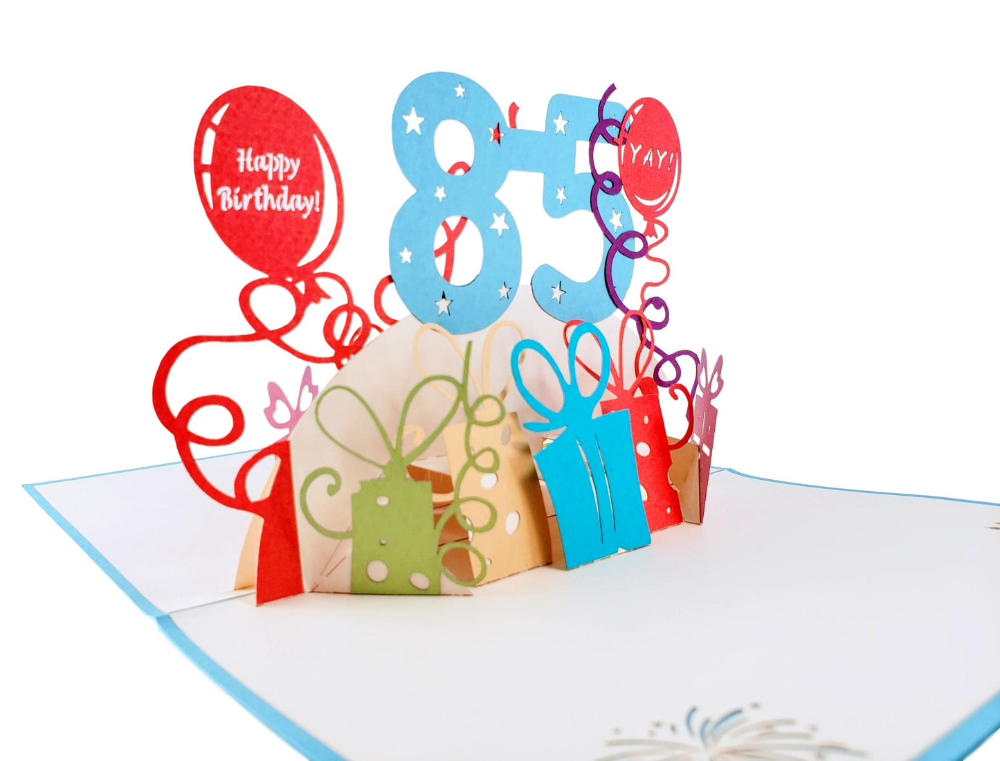 Happy 85th Birthday With Lots of Presents 3D Pop Up Greeting Card - Age - best deal - Birthday - iGifts And Cards