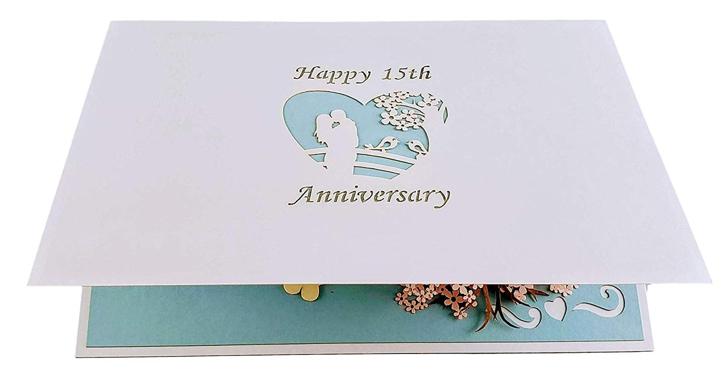 Happy 15th Anniversary 3D Pop Up Greeting Card - 15th Anniversary Being Together - 15th Wedding Anni - iGifts And Cards