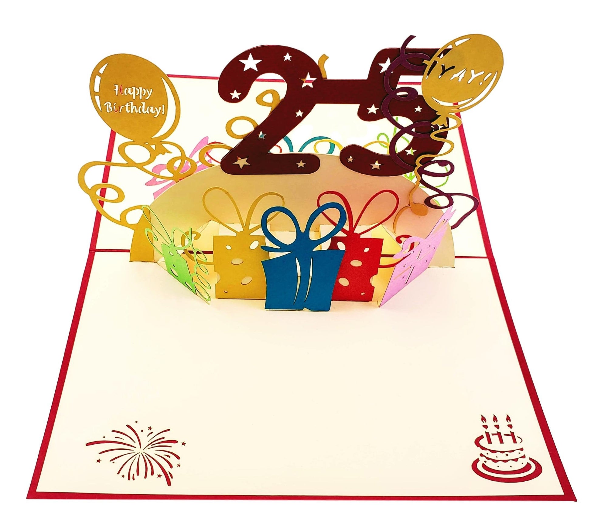 Happy 25th Birthday With Lots of Presents 3D Pop Up Card - best deal - Birthday - iGifts And Cards