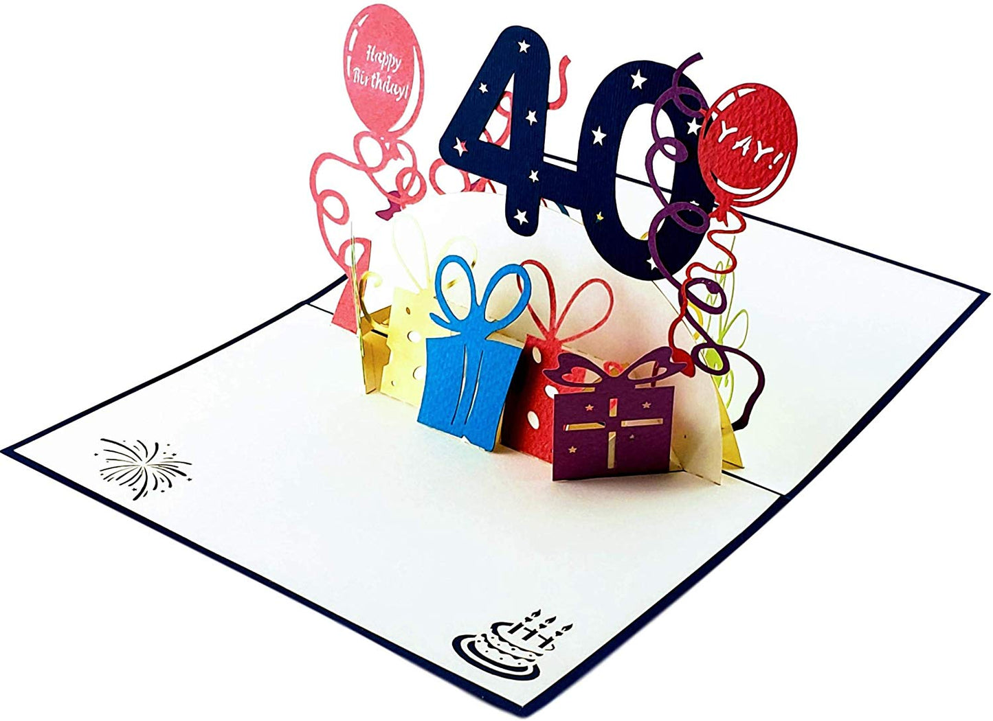 Happy 40th Birthday With Lots of Presents 3D Pop Up Greeting Card - Age - best deal - Birthday - iGifts And Cards