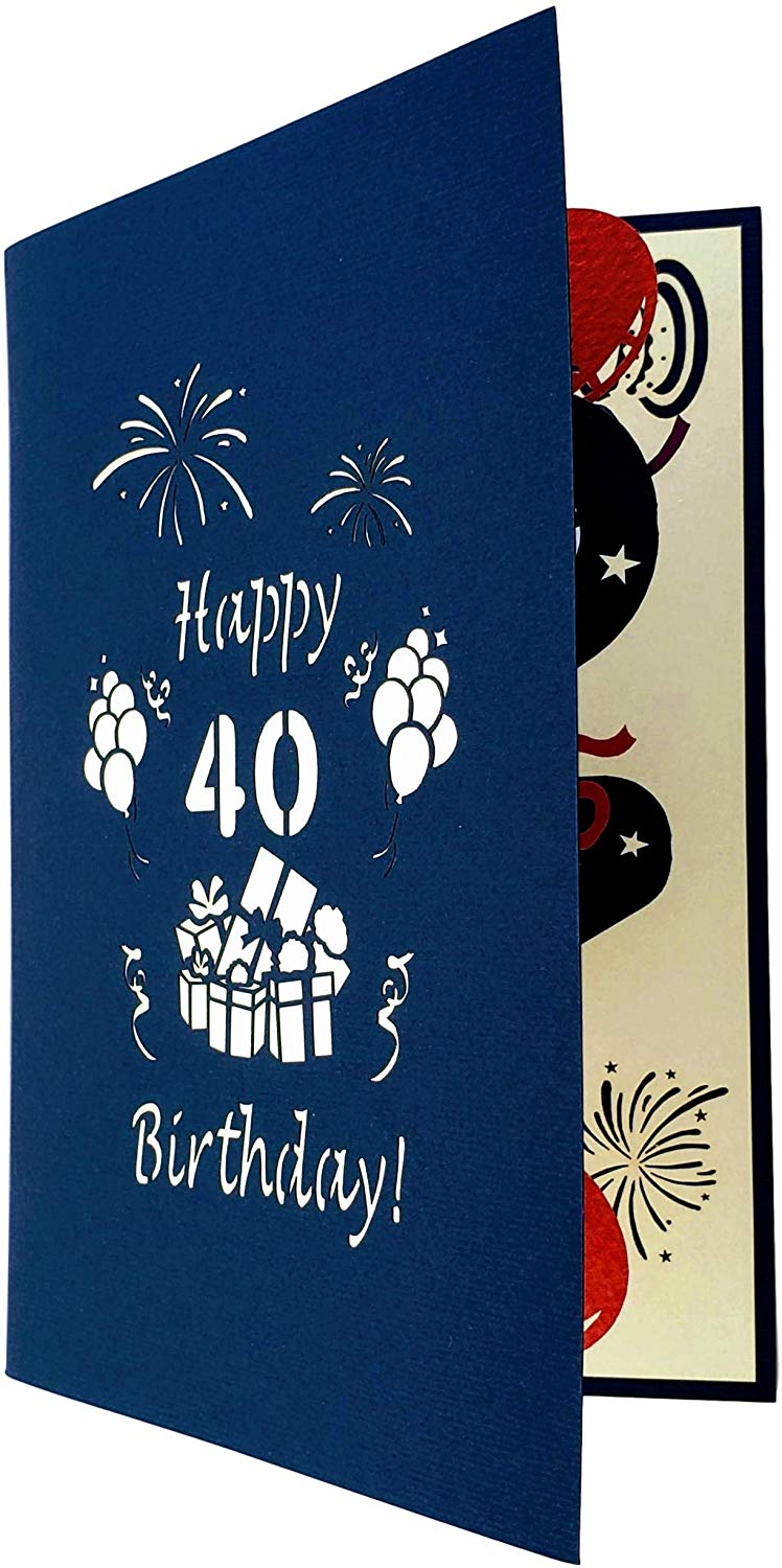 Happy 40th Birthday With Lots of Presents 3D Pop Up Greeting Card - Age - best deal - Birthday - iGifts And Cards