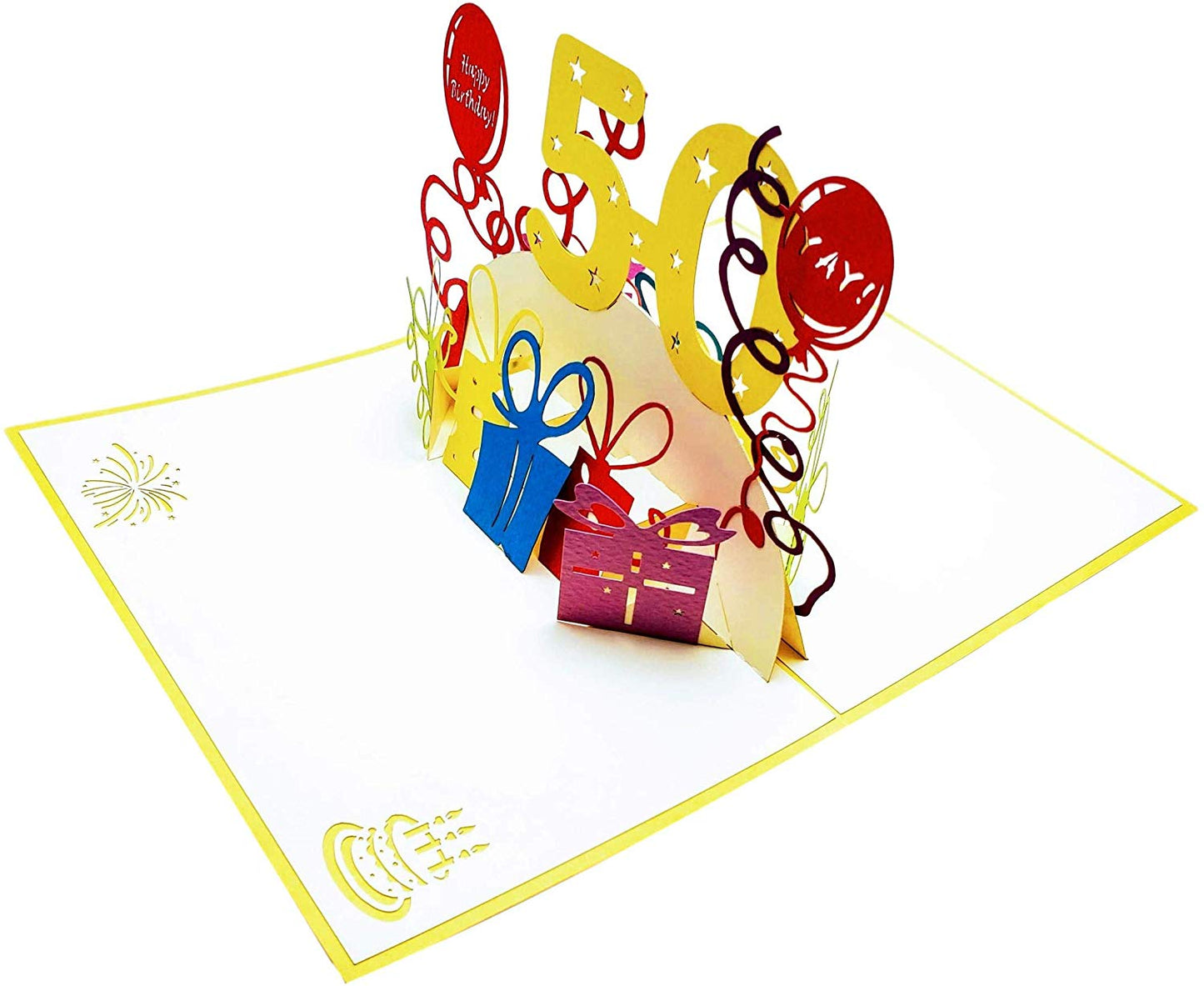Happy 50th Birthday With Lots of Presents 3D Pop Up Greeting Card - Age - best deal - Birthday - iGifts And Cards