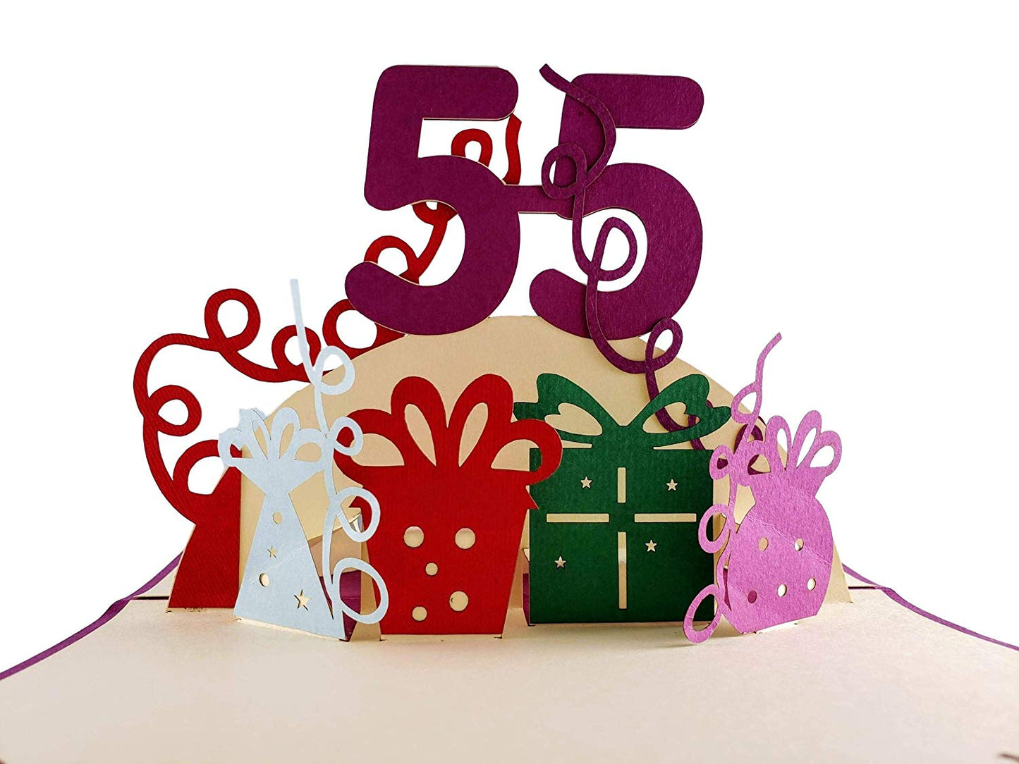 Happy 55th Birthday With Lots of Presents 3D Pop Up Greeting Card - Age - best deal - Birthday - iGifts And Cards