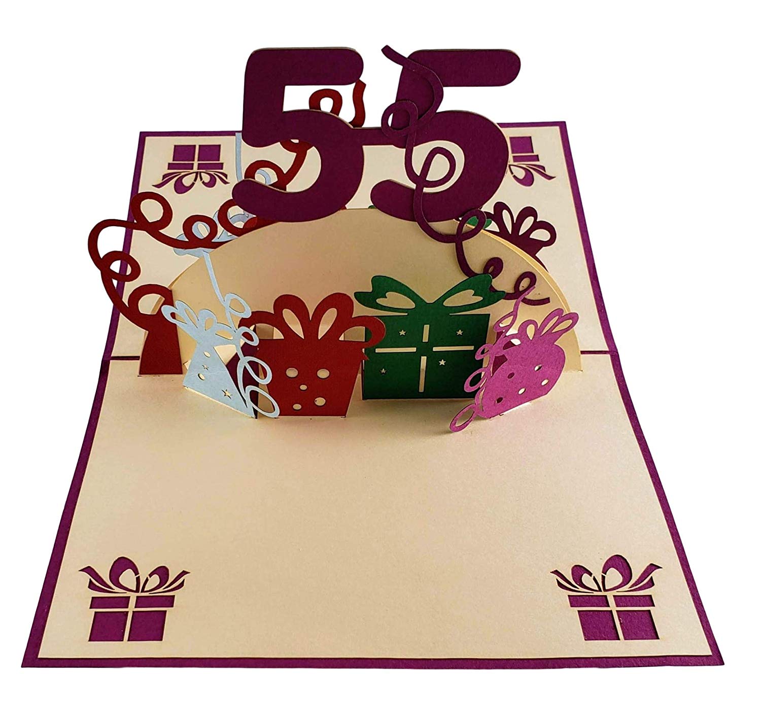 Happy 55th Birthday With Lots of Presents 3D Pop Up Greeting Card - Age - best deal - Birthday - iGifts And Cards