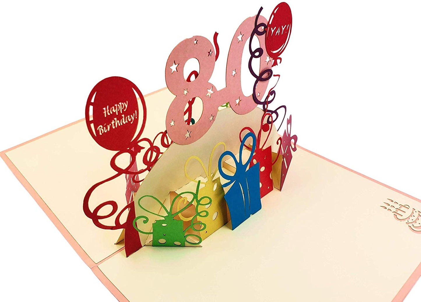 Happy 80th Birthday With Lots of Presents 3D Pop Up Greeting Card - Age - best deal - Birthday - iGifts And Cards