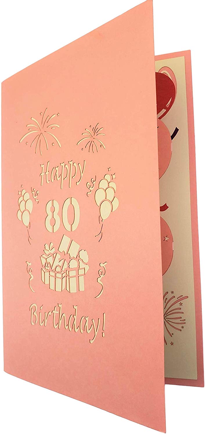 Happy 80th Birthday With Lots of Presents 3D Pop Up Greeting Card - Age - best deal - Birthday - iGifts And Cards