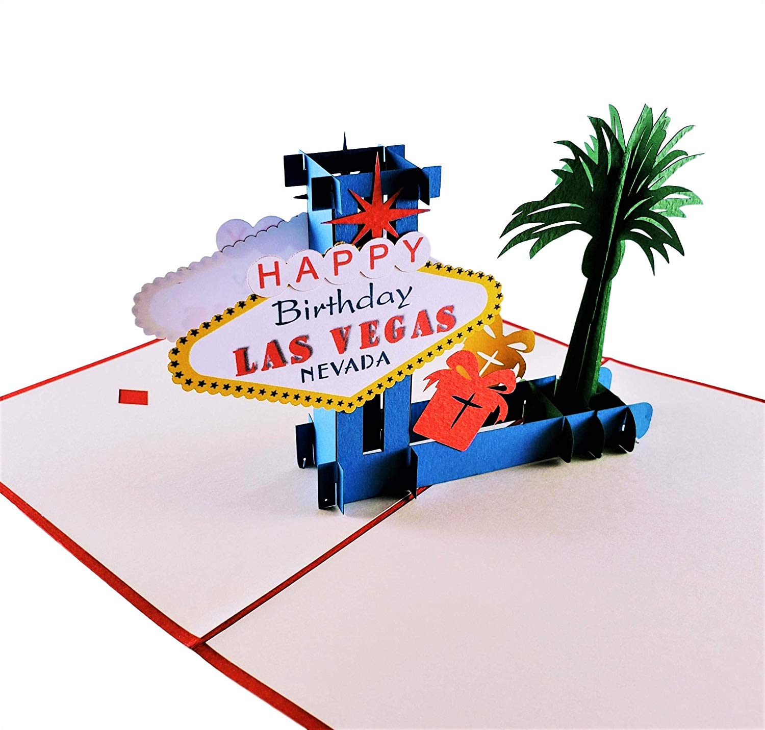 Happy Birthday Red Cover Las Vegas 3D Pop Up Greeting Card - Birthday - iGifts And Cards
