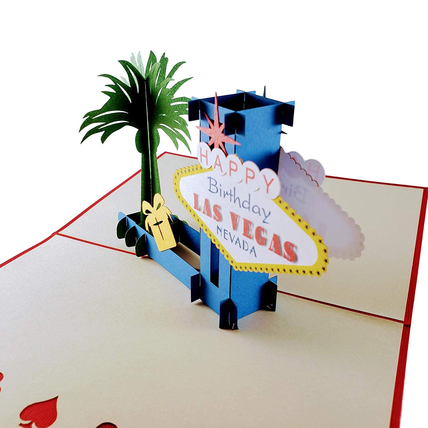 Happy Birthday Red Cover Las Vegas 3D Pop Up Greeting Card - Birthday - iGifts And Cards