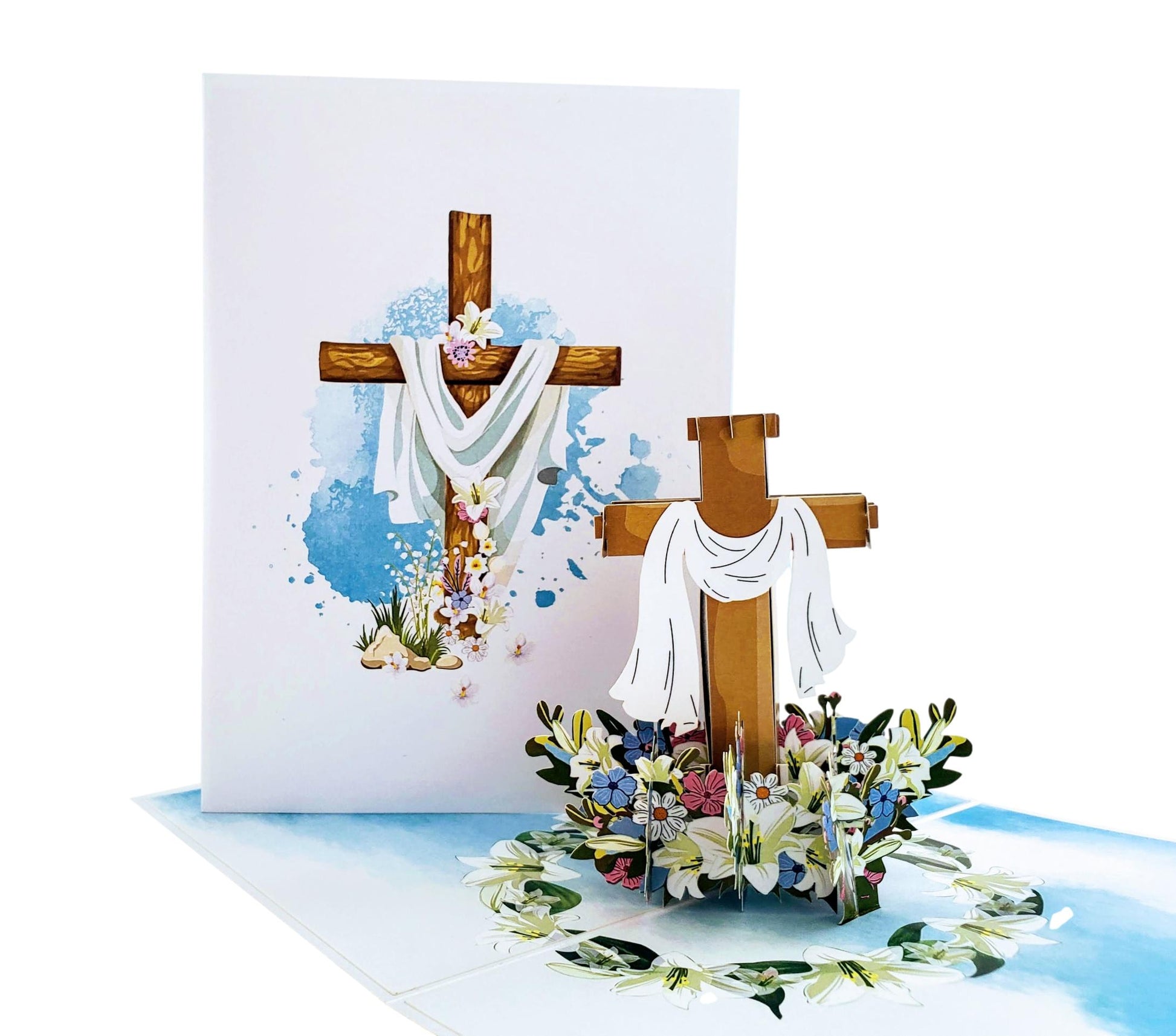Floral Cross 3D Pop Up Greeting Card - Easter - Fun - Just Because - Religion - Season - iGifts And Cards