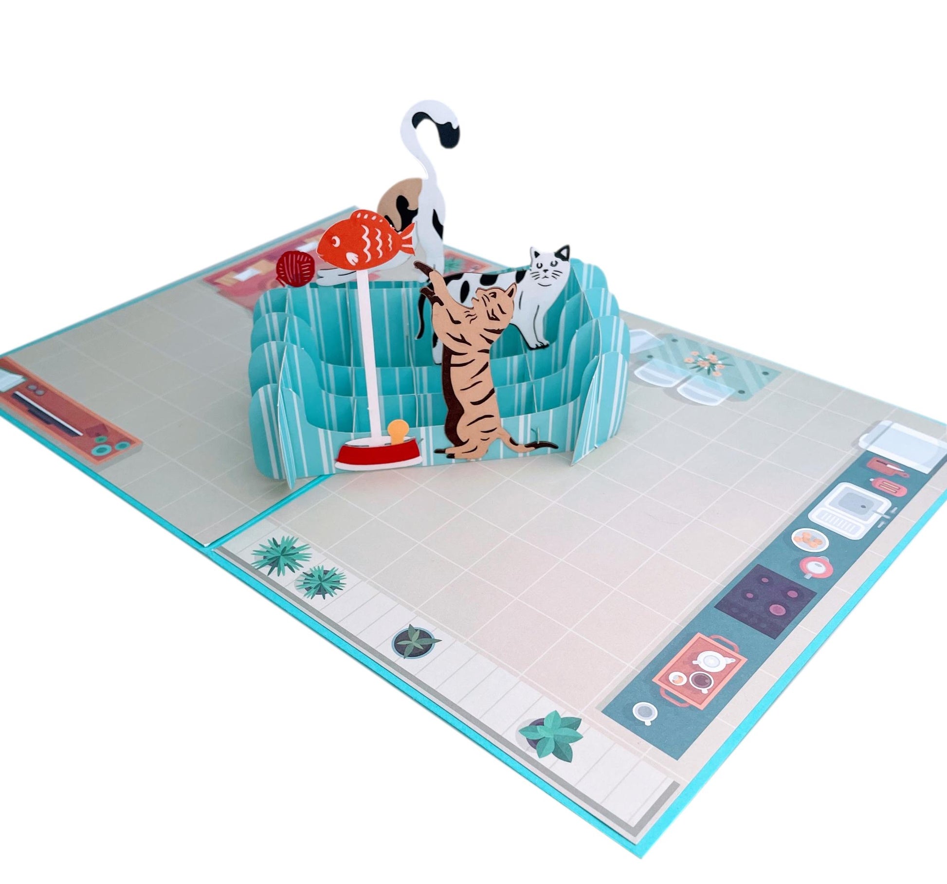Playful Cats 3D Pop Up Greeting Card - Animal - best cat christmas cards - Birthday - birthday card - iGifts And Cards