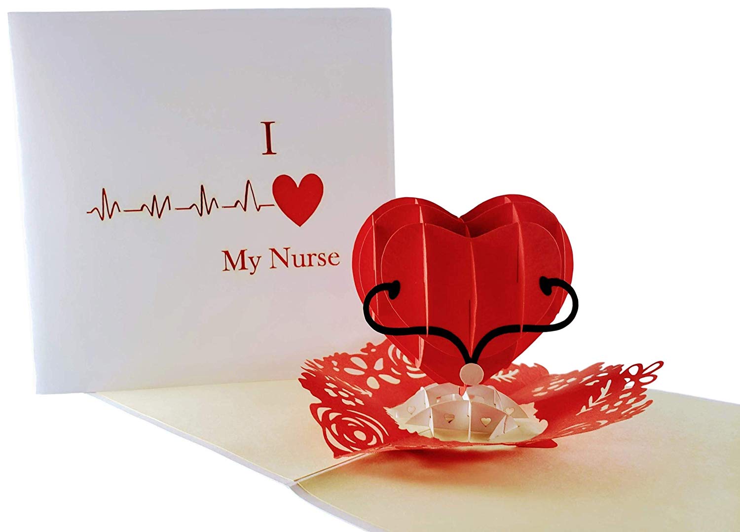 I Heart My Nurse 3D Pop Up Greeting Card - Graduation - Health - Nurse - Thank You - iGifts And Cards