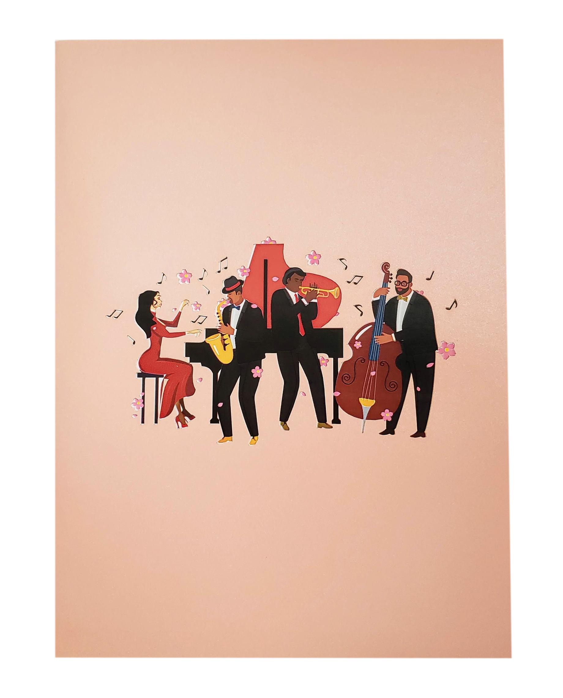 Smooth Jazz Band 3D Pop Up Greeting Card - Anniversary - Birthday - Congratulations - Front Picks - iGifts And Cards