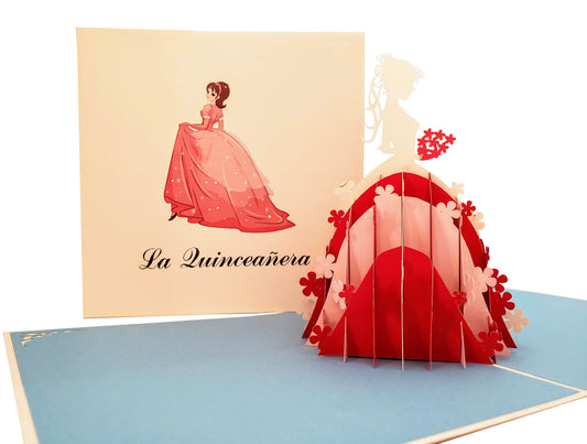 La Quinceañera (Red) 3D Pop Up Greeting Card - Fun - Iconic - Special Days - iGifts And Cards