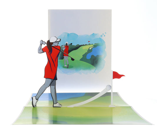 Awesome Lady Golf Card 3D Pop Up Greeting Card - Congrats - Congratulations - Get Well - Graduation - iGifts And Cards