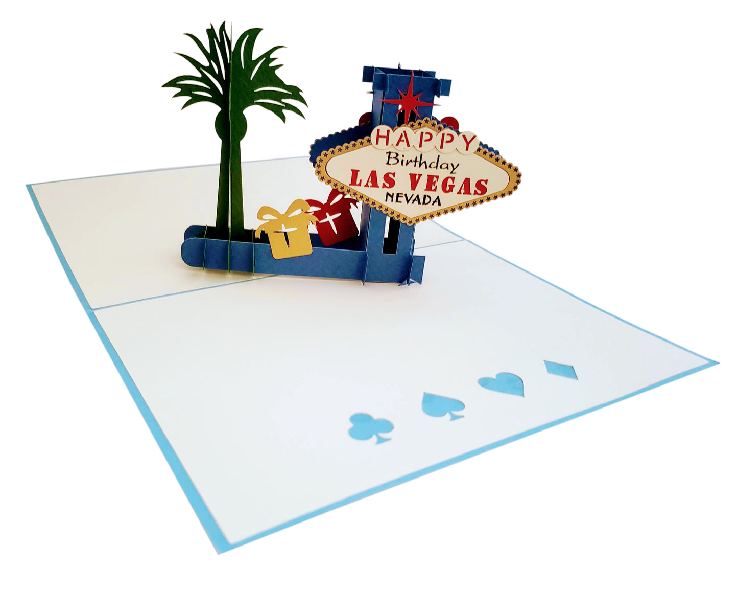 Happy Birthday Blue Cover Las Vegas 3D Pop Up Greeting Card - Birthday - iGifts And Cards