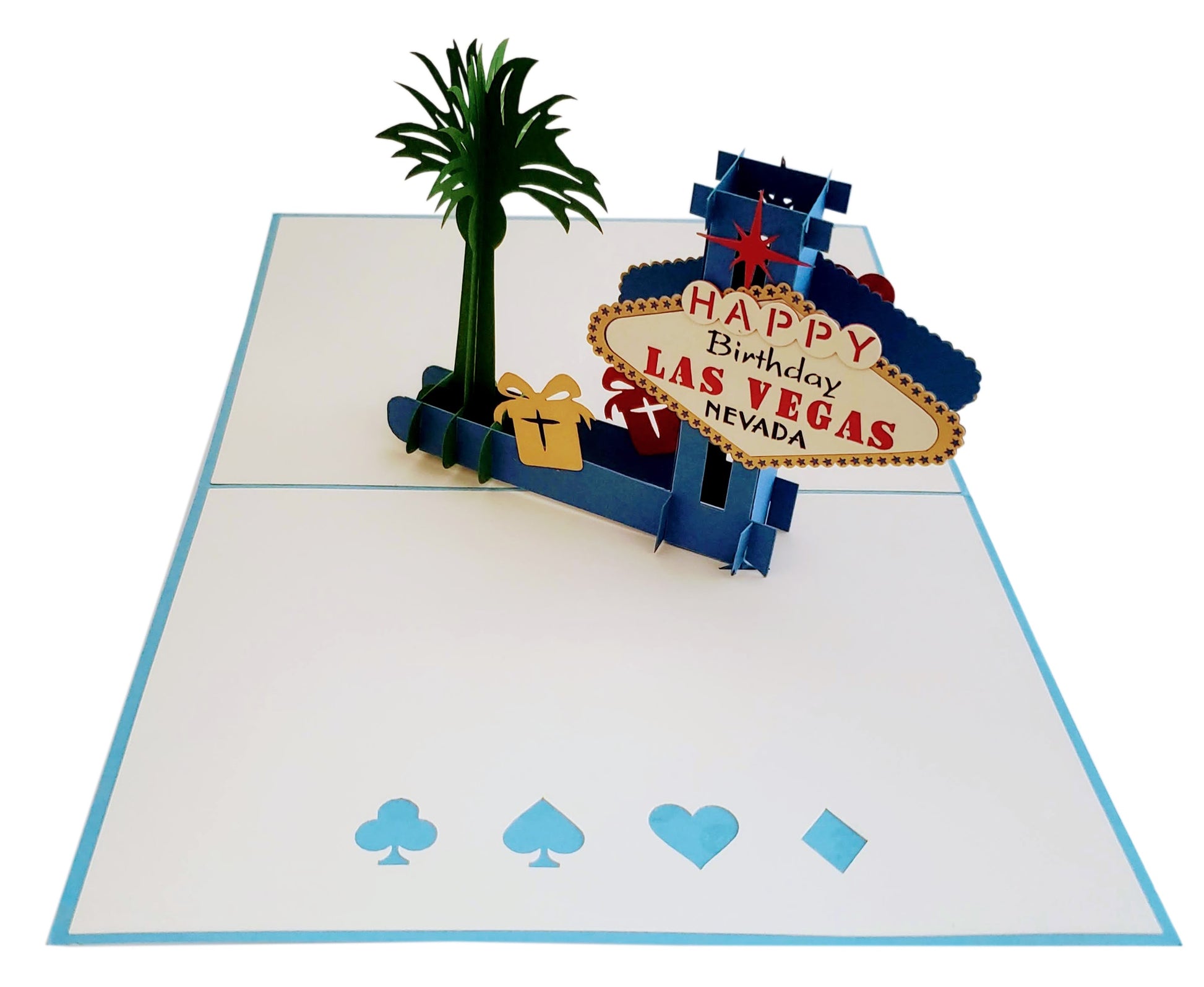 Happy Birthday Blue Cover Las Vegas 3D Pop Up Greeting Card - Birthday - iGifts And Cards