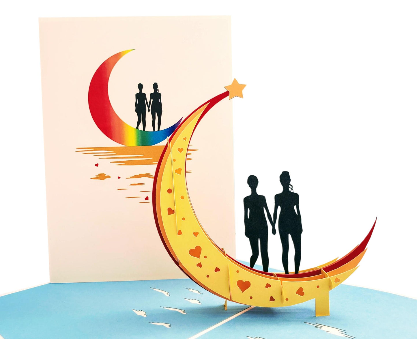 Love You To The Moon And Back Lesbian Couple 3D Pop Up Greeting Card - Fun - LGBT - LGBTQ - Love - S - iGifts And Cards